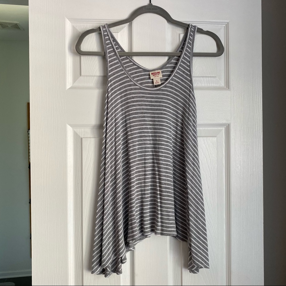 Mossimo Gray and White Stripe Tank Top Small